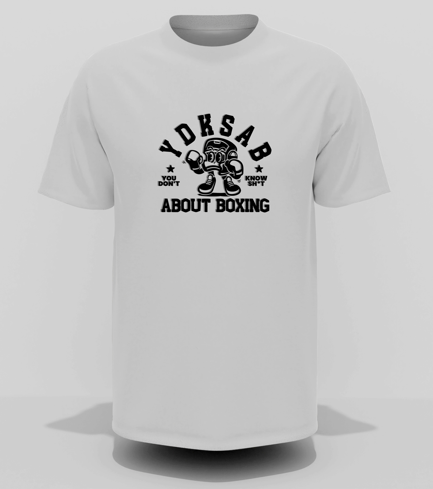 YDKSAB "About Boxing" Graphic Tee – Throw in the Towel White / Black