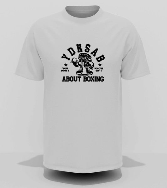 YDKSAB "About Boxing" Graphic Tee – Throw in the Towel White / Black