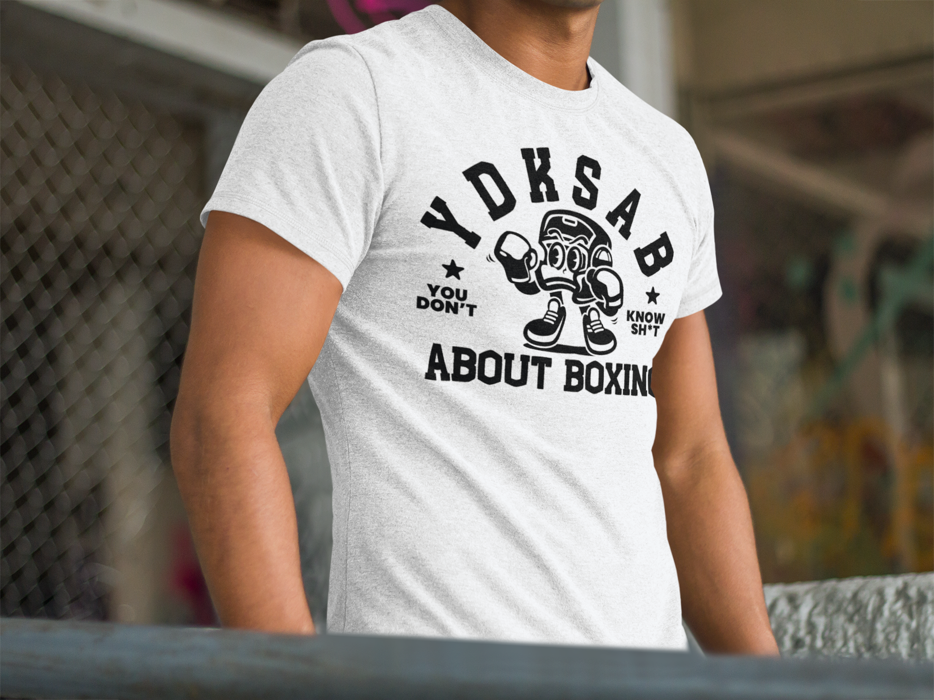 YDKSAB "About Boxing" Graphic Tee – Throw in the Towel White / Black